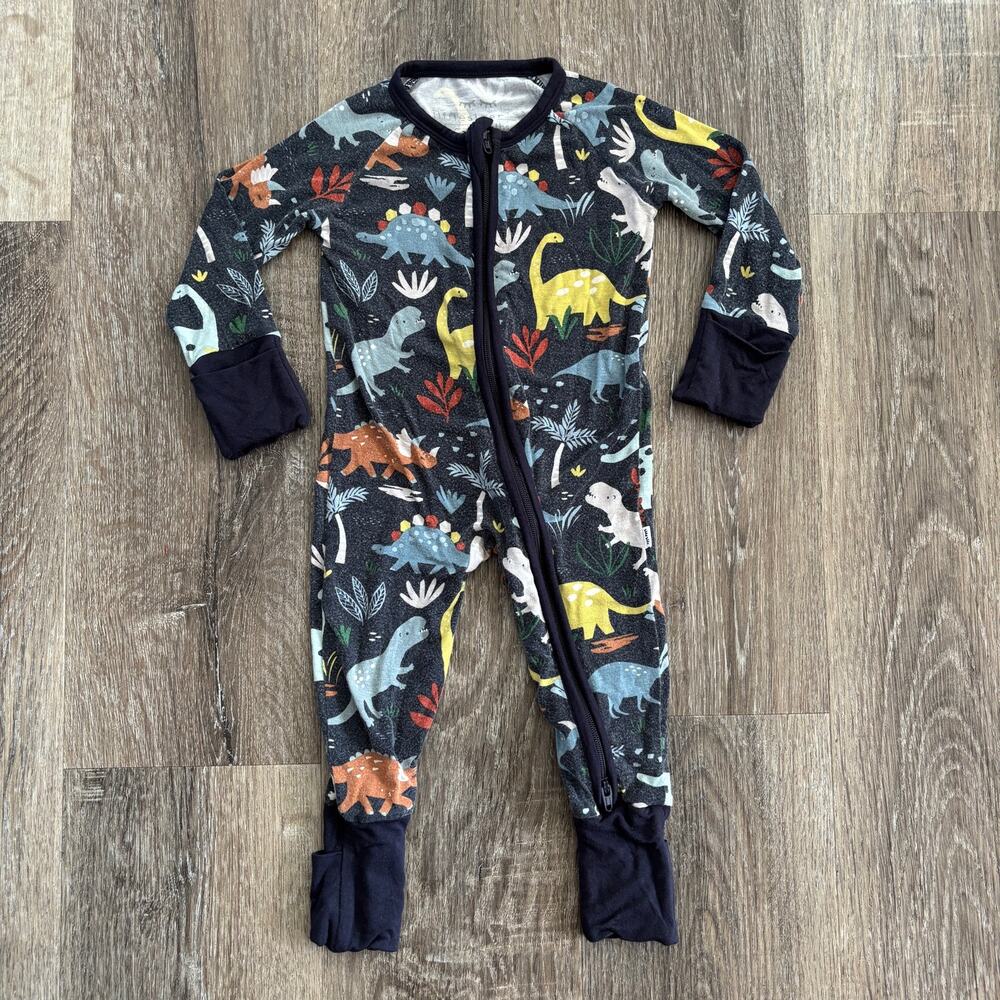 Little Sleepies Jurassic Jungle Zippy Sleeper in Navy Blue - Size: 0-3 Months
